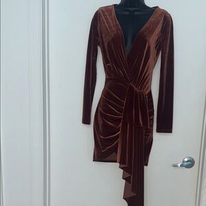 Brown Sugar Velvet Long Sleeve Dress